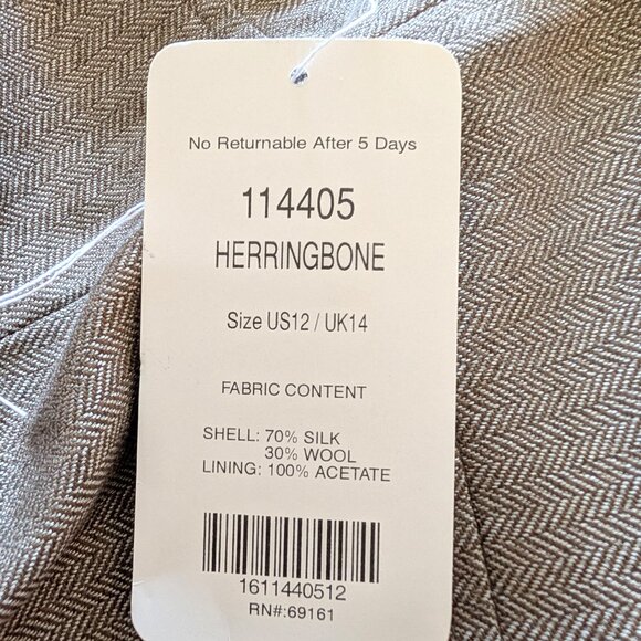 Carlisle Womens NWT Size 12 Tan Brown Herringbone Silk Wool Career Pencil Skirt - Picture 11 of 11